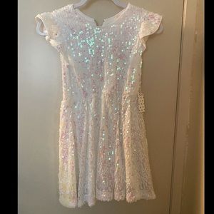 girls sequin white holiday dress / size 10/12 / color: white
